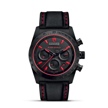 Tudor Fastrider Black Shield Ceramic / Black-Red / Leather