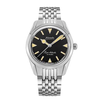 Nivada Grenchen Super Antarctic 35 Black - Beige Luminova / Stainless Steel / Beads of Rice