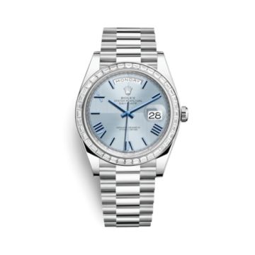 Rolex Day-Date 40 Platinum - Baguette / Ice Blue Quadrant