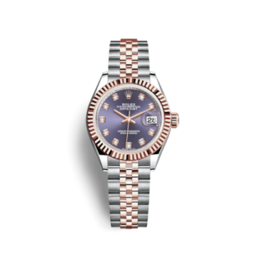 Rolex Lady-Datejust 28 Rolesor Rose Fluted / Jubilee / Aubergine Diamonds