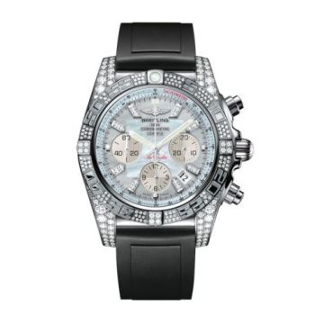 Breitling Chronomat 44 White Gold Diamondworks / Gray Pearl Diamond / Rubber