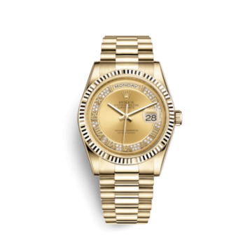 Rolex Day-Date 36 Yellow Gold Fluted / President / Champagne Diamonds