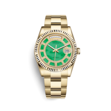 Rolex Day-Date 36 Yellow Gold Fluted / Oyster / Green Jade Carousel