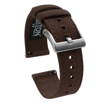 Chocolate Brown Premium Canvas Watch Band - 19mm