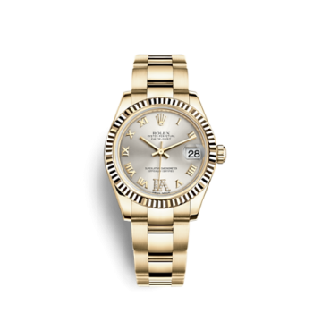 Rolex Datejust 31 Yellow Gold Fluted / Oyster / Silver Roman