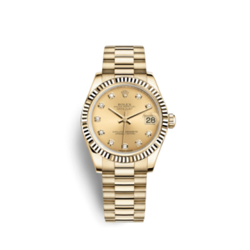 Rolex Datejust 31 Yellow Gold Fluted / President / Champagne Diamond