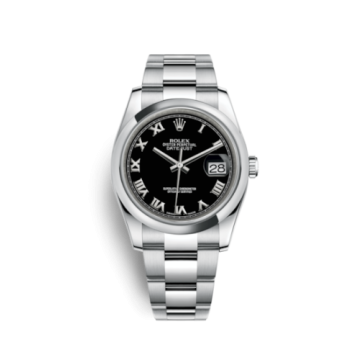 Rolex Datejust 36 Stainless Steel Domed / Oyster / Black Roman