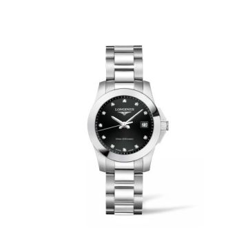 Longines Conquest Quartz 29.5 Stainless Steel / Black - Diamond