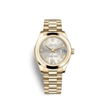 Rolex Datejust 31 Yellow Gold Domed / President / Silver Roman