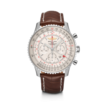 Breitling Navitimer GMT Stainless Steel / Silver / Croco / Pin