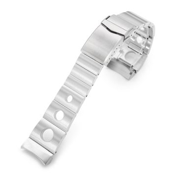 Rollball Watch Band for Seiko King Samurai SRPE33 SRPE37 SRPF79, Stainless Steel - Brushed, V Diver Clasp - 18mm