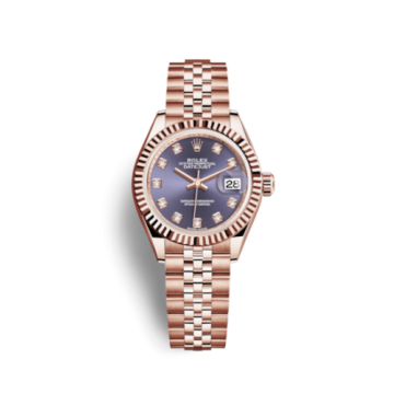 Rolex Lady-Datejust 28 Everose Fluted  / Jubilee / Aubergine Diamond