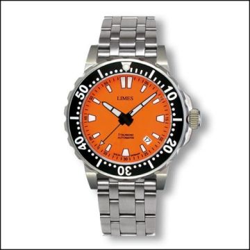 Limes Tausend Automatic Orange - steel bracelet