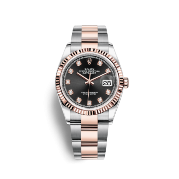 Rolex Datejust 36 Stainless Steel / Everose / Fluted / Black Diamond / Oyster