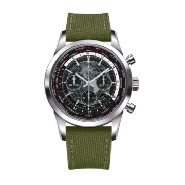 Breitling Transocean Chronograph Unitime Stainless Steel / Black / Military