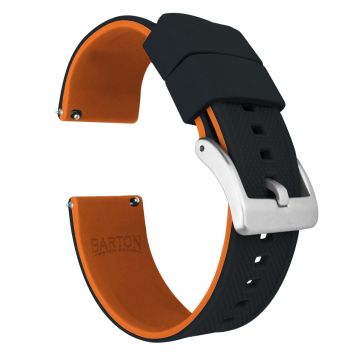 Black Top Pumpkin Orange Bottom Elite Silicone Watch Band - 19mm