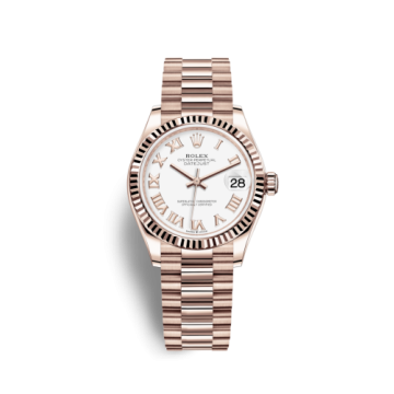 Rolex Datejust 31 Rose Gold / Fluted / White - Roman / President
