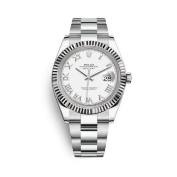 Rolex Datejust 41 Stainless Steel Fluted / White - Roman / Oyster