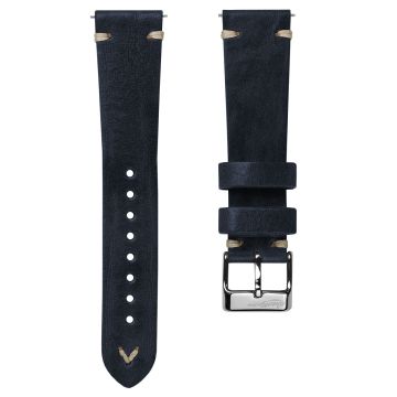 Simple Handmade Italian Leather Watch Strap - Blue - 22mm