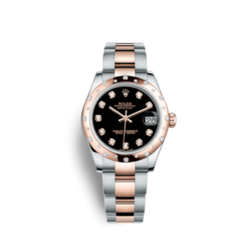 Rolex Datejust 31 Rolesor Everose Domed Diamond / Oyster / Black Diamond