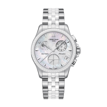 Certina Ds First Lady Chronograph Moon Phase Stainless Steel - Ceramic / MOP / Bracelet