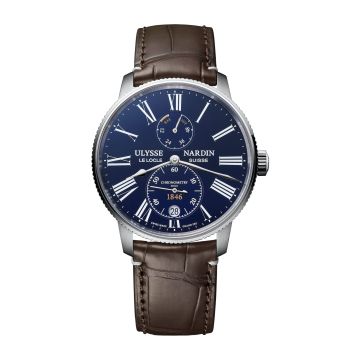 Ulysse Nardin Marine Torpilleur Stainless Steel / Blue Enamel / Alligator