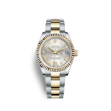 Rolex Datejust 31 Rolesor Yellow Fluted / Oyster / Silver Roman