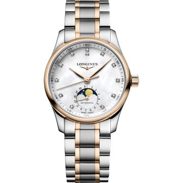 Longines Master Collection 34 Moonphase Stainless Steel - Pink Gold / MOP / Bracelet