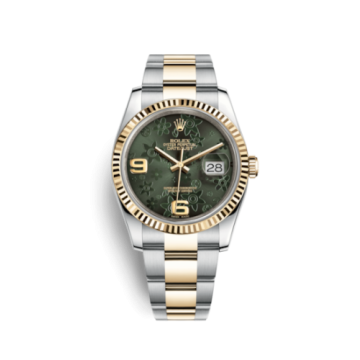 Rolex Datejust 36 Rolesor Yellow Fluted / Oyster / Green Floral