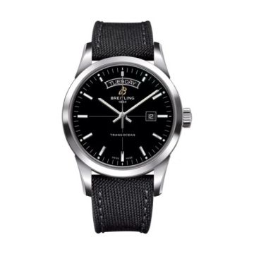 Breitling Transocean Day & Date Stainless Steel / Black / Military