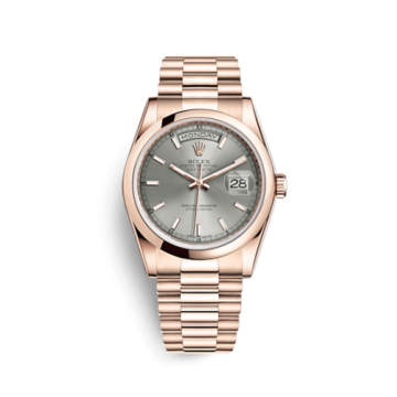 Rolex Day-Date 36 Everose Domed / President / Rhodium