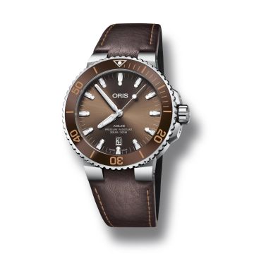 Oris Aquis Date 43.5 Stainless Steel / Brown / Calf