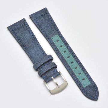 Recycled Waxed Canvas Ocean Blue Watch Strap - 20mm