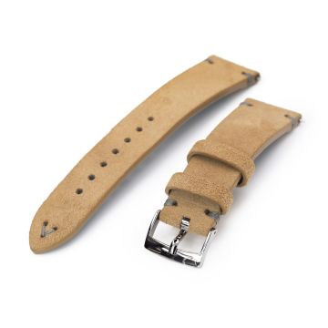 or 22mm Khaki Quick Release Italian Suede Leather Watch Strap, Charcoal Grey St. - 22mm