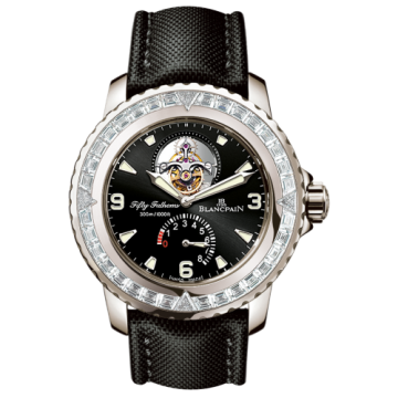 Blancpain Fifty Fathoms Tourbillon 8 Jours White Gold / Diamonds / Black Canvas
