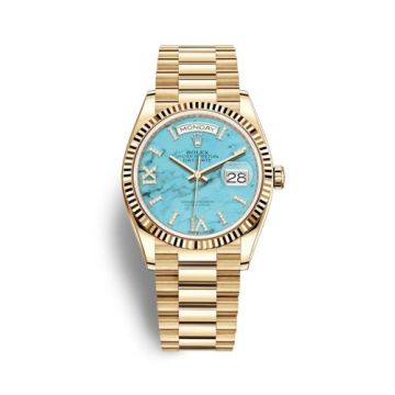 Rolex Day-Date 36 Yellow Gold / Fluted / Turquoise / President