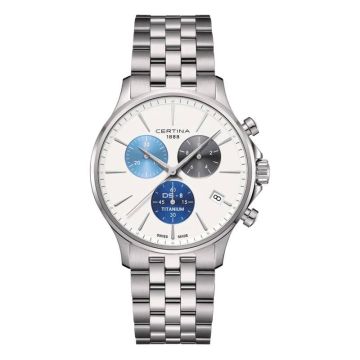 Certina DS-8 Chrono Titanium / White Tricolor / Bracelet