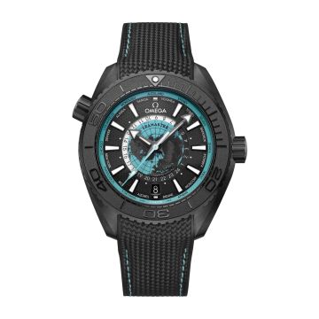 Omega Seamaster Planet Ocean 600M Co-Axial Worldtimer 45.5 Master Chronometer GMT Ceramic / Black - Turquoise / Rubber