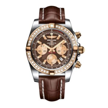Breitling Chronomat 44 Stainless Steel / Rose Gold / Diamond / Metallica Brown / Croco