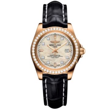 Breitling Galactic 32 Sleek Edition Rose Gold / Diamond / Pearl Diamond / Croco