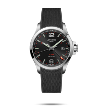 Longines Conquest V.H.P. GMT 43 Stainless Steel / Black / Rubber