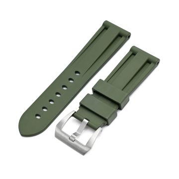 Premium FKM30 Military Green Rubber Watch Band with Dual Groove Design for Panerai, 22mm or 24mm - 24mm