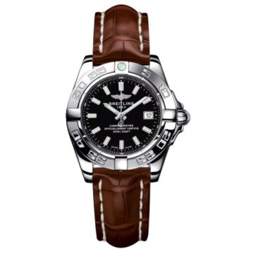 Breitling Galactic 32 Stainless Steel / Onyx Black / Croco