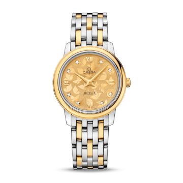 Omega De Ville Prestige Quartz 27.4 Stainless Steel / Yellow Gold / Champagne Butterfly / Bracelet