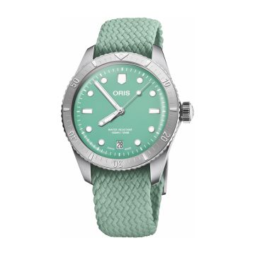 Oris Divers Sixty-Five 38 Cotton Candy Stainless Steel / Green / Perlon