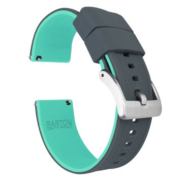 Smoke Grey Top Mint Green Bottom Elite Silicone Watch Band - 21mm