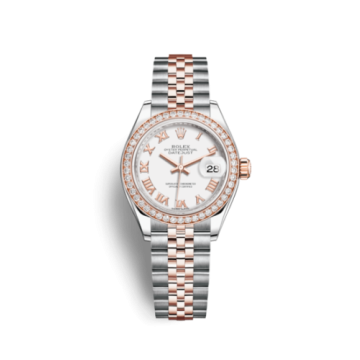 Rolex Lady-Datejust 28 Rolesor Rose Diamond / Jubilee / White Roman