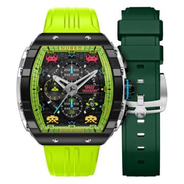 Nubeo Magellan Chronograph Space Invaders Limited Edition NB-6024-SI-05 Galactic Green