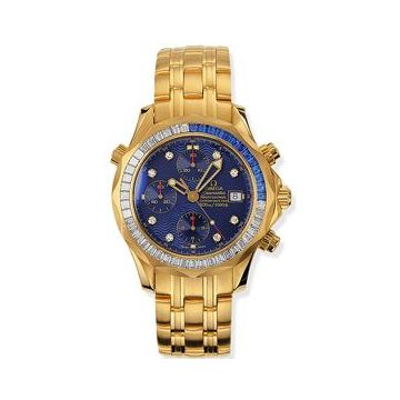 Omega Seamaster Diver 300M Automatic 41.5 Chronograph Yellow Gold / Diamond / Sapphire / Blue / Bracelet