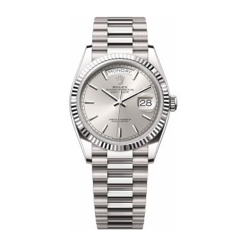 Rolex Day-Date 36 White Gold / Fluted / Silver / President